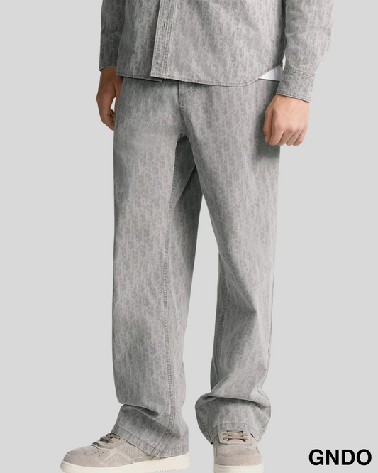 Erkek Desenli Rahat Kalıp Pantolon "GRAY"